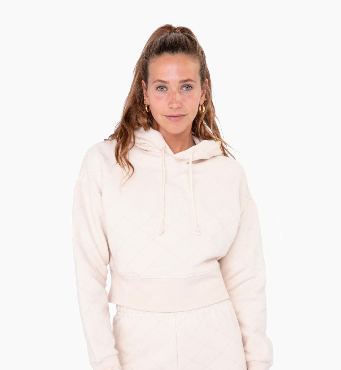 Quilted Cream Hoodie