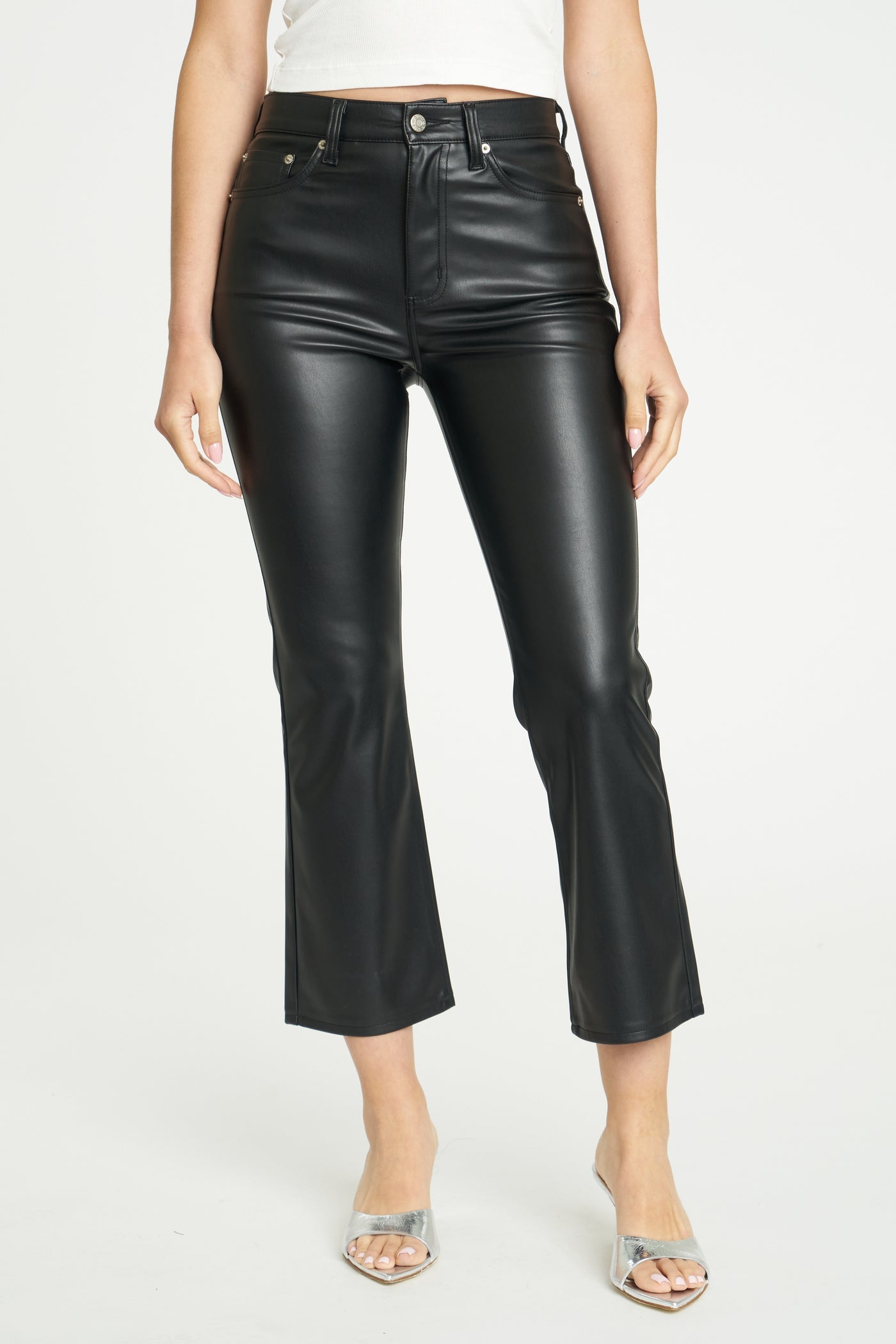 Faux Leather Crop Flare