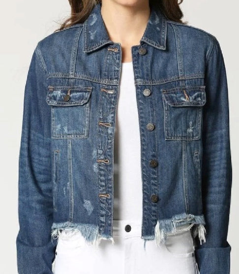 Hidden Distressed Denim Jacket