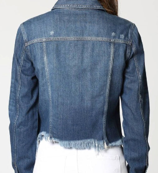 Hidden Distressed Denim Jacket