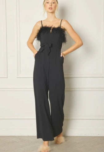 Catherine Feathered Jumpsuit