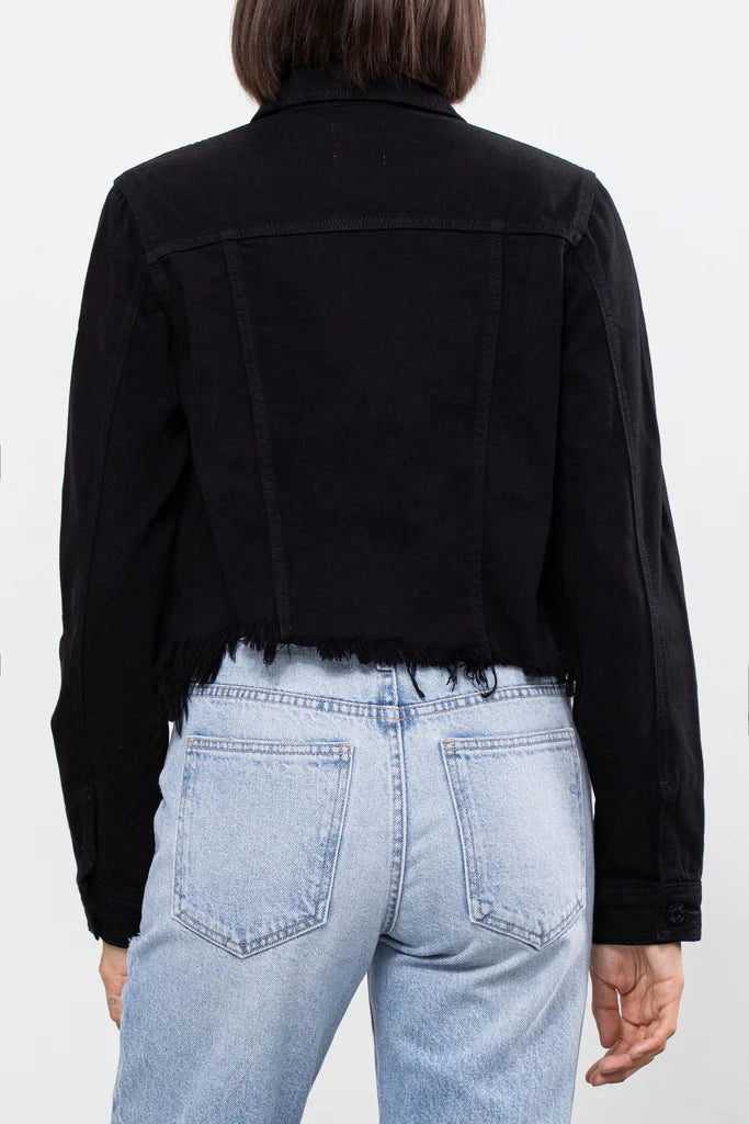 Hidden Distressed Denim Jacket