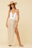 Ivory Gold Lurex Knit Wrap Maxi Skirt