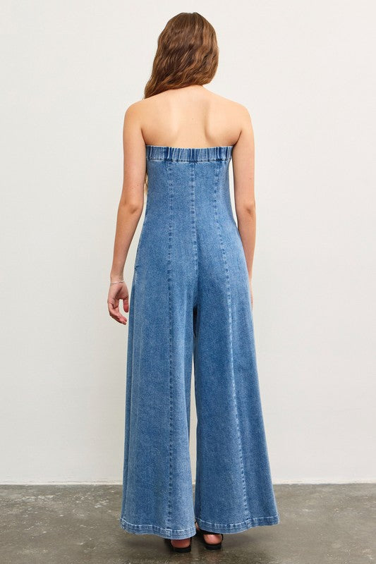 Haley Strapless Denim Jumpsuit