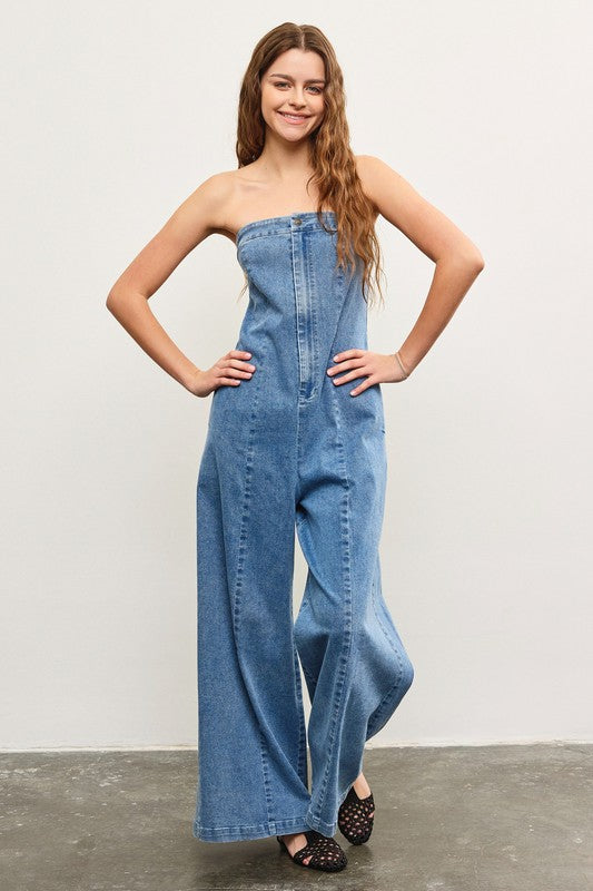 Haley Strapless Denim Jumpsuit