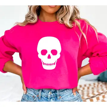 Hot Pink Skull Sweatshirt