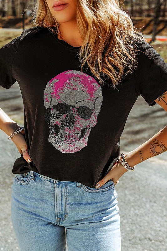 Rhinestone Skull Graphic Tee