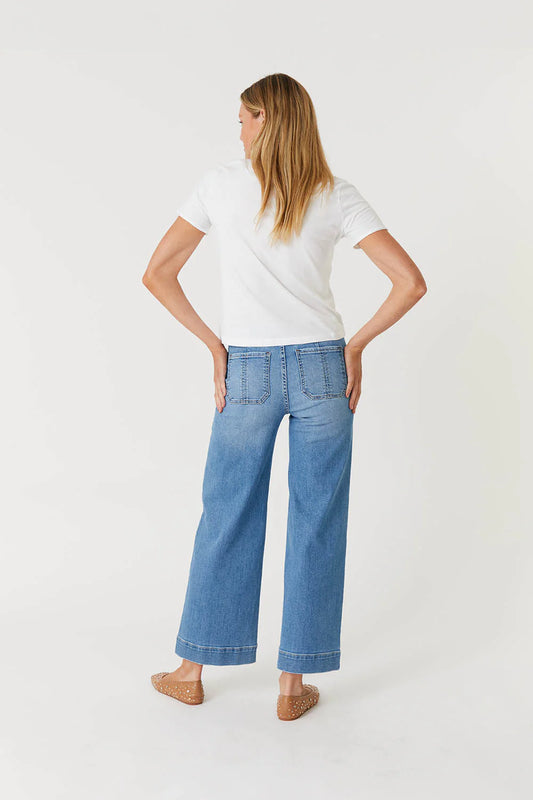 Level 99 Camille Exposed Button Wide Leg